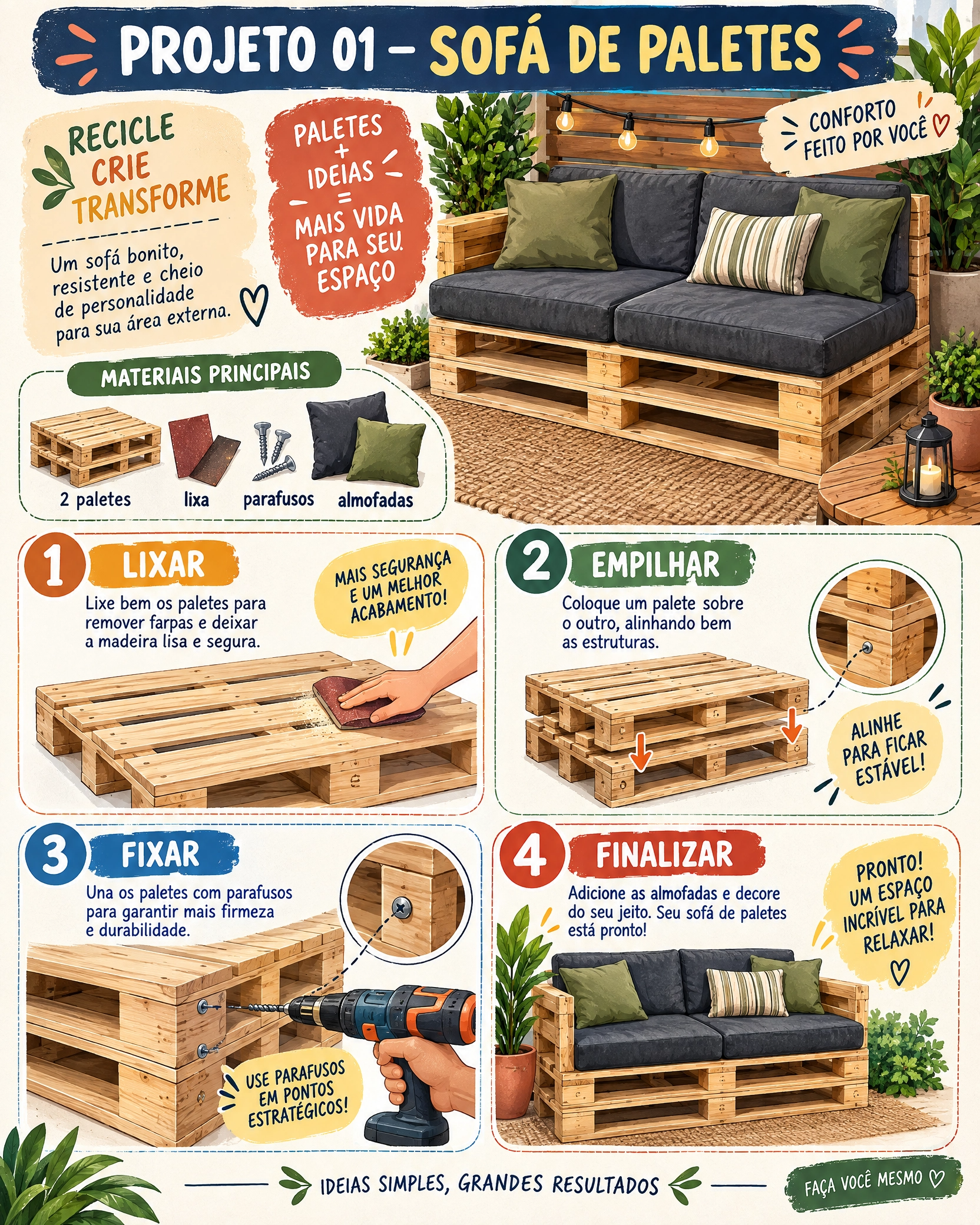 Sofá de pallet para área externa