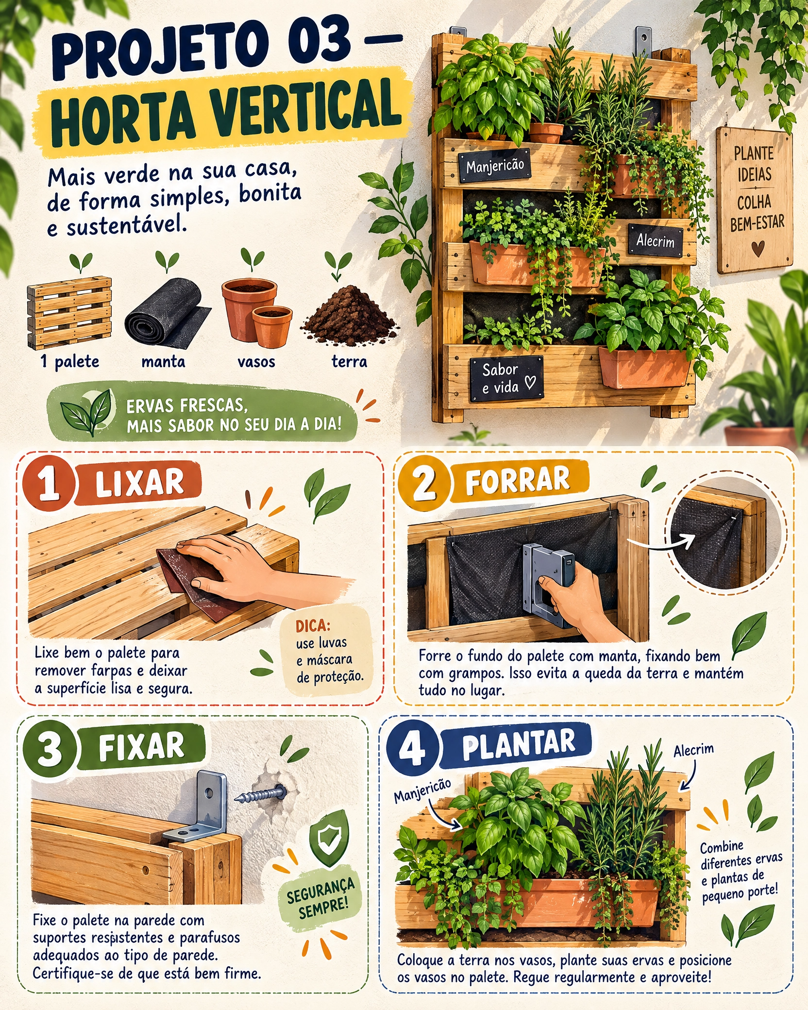Horta vertical feita de pallet